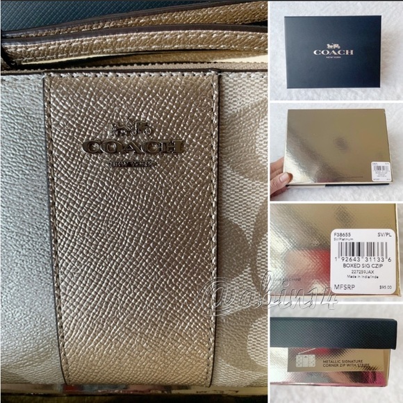 New in Box Coach Signature Corner Zip Wristlet in a Gift Box - Picture 5 of 6